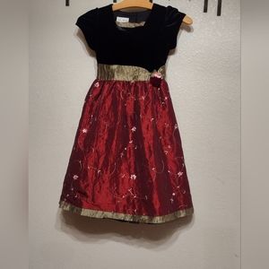 Jona Michelle Beautiful red roses Holiday dress velvet taffeta Size 6 girl
